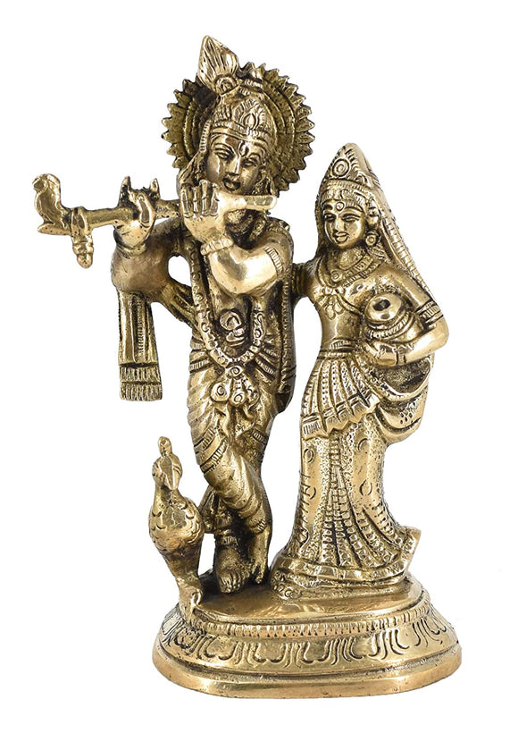 White Whale Brass Radha Krishna Idol Statue Home Decor Figurine