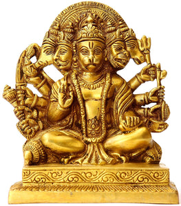 White Whale Brass Hindu God Bajrangbali Bhagwan Hanuman Idol Statue Murti 6.5"inch