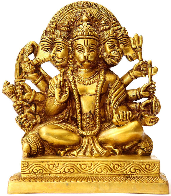 White Whale Brass Hindu God Bajrangbali Bhagwan Hanuman Idol Statue Murti 6.5