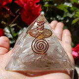 White Whale Reiki Healing Crystal Energy Generator Pyramid The Flower Of Life Symbol Orgonite Energy Generator Stone