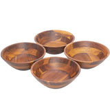 White Whale Wooden Salad Bowls - Set of 4 Bowls for Cereal Fruit Pasta Acacia Wood Bowl Set