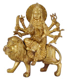 Whitewhale Brass Maa Durga/Ma Sherwali Idol Sitting On Lion Murti Religious Strength God Sculpture Idol
