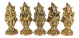 White Whale Brass Lord Ganesha Musicians Design Statue Idol Home Decor Figurine (Set of 5)