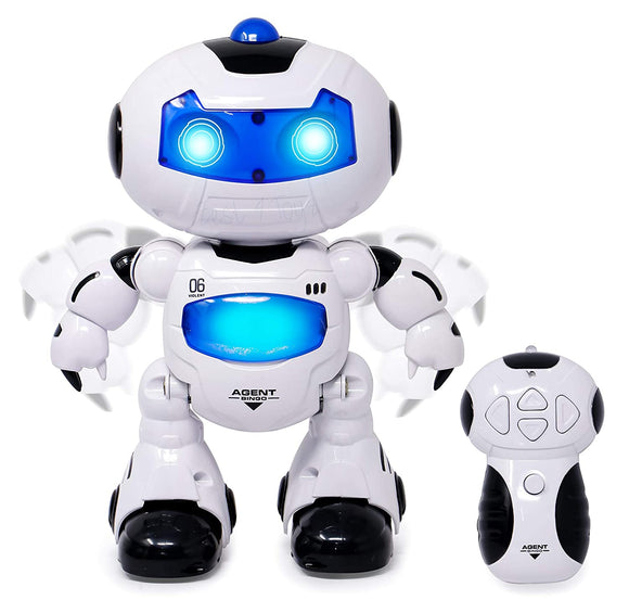 White Whale Remote Control Electric Musical and Dancing Intelligent Robot with 3D Lights