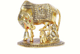 White Whale Metal Kamdhenu Cow, Calf with Bal Gopal Krishna Statue for Good Luck (Gold, Standard)
Showpiece Gifts