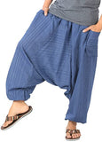 Whitewhale Mens Stripe Cotton Summer Baggy Boho Aladdin Hippie Yoga Harem Pants