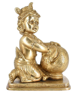 White Whale Makhan Krishna Statue Hindu God Figurine Flute Lover Solid Handmade Brass Sculpture Home Decor