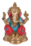 Whitewhale Lord Ganesha Brass Statue Religious Strength God Sculpture Idol