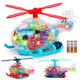 White Whale Musical Toy Battery Operated Transparent Gear Helicopter for Kids Concept Electric Toys with Bump & Go Action for Kids Light & Sound Toy for Boys Girls (Pack of 1 ) Battery Included