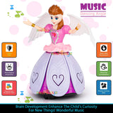 White Whale 360 Degree Rotating Dancing Angel Doll Princess Musical Girl Flashing Lights with Music Sound Toy for Kids (Purple Angle Doll)