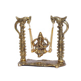 White Whale Metal Ganesh Ji on Swing Jhula Statue (Gold, Standard), (Pack of 1)