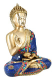 White Whale Brass Buddha Statue Astmangal Buddhism Idol feng Shui Home Decorative Showpiece (12 Inches)