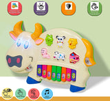 White Whale Musical Cow Piano Toy with Flashing Light & Sound for Kid, Early Development Musical Toy Plastic Multicolor