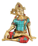 White Whale Brass Sitting God Indra Dev Brass Statue Home Decor Figurine
