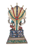 White Whale Brass Maha Abhishekam Lord Vishnu in His Most Powerful Avtar Jeweled in Semi Precious Stones (Royal Pattern)