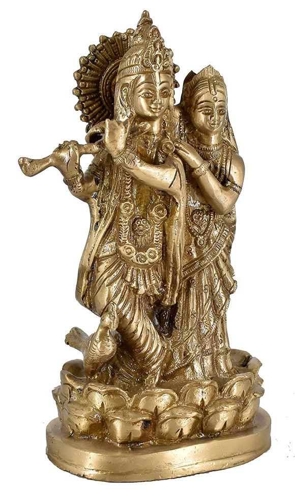White Whale Brass Radha Krishna Idol Statue Home Decor Figurine