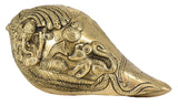 White Whale Brass Ganesha Shankh Statue With Sound for Pooja l Brass Conch for Home Décor