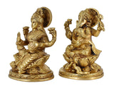 White Whale Brass Laxmi Ganesh Set Idol Showpiece - Brass Gold Finish Lakshmi Ganesha Idols Statue for Diwali Gifts Puja Home Decor Figurine