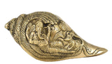 White Whale Brass Ganesha Shankh Statue With Sound for Pooja l Brass Conch for Home Décor