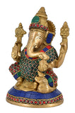 White Whale Lord Ganesh Murti Ganesha Idol Ganpati Bhagwan Brass Statue for Home Decoration Showpiece