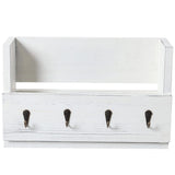 White Whale Wooden Wall Mounted Mail Holder Organizer with 4 Key Hooks