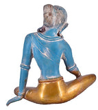 White Whale Brass Sitting Lord Indra Dev Brass Idol Statue Office and Home Decor