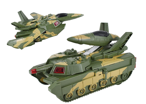 White Whale 2-1 Multifunctional Electric Camouflage Deformation Tank Aircraft Toy Vehicle Model Kit with Voice and Light
