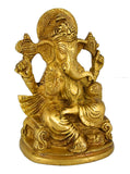 Whitewhale Ganesh Sitting On Chair Showpiece - 13.5 cm (Brass, Gold)