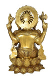 White Whale Brass Lord Ganesha Sitting On Lotus Statue Idol Home Decor Figurine (12 Inches)