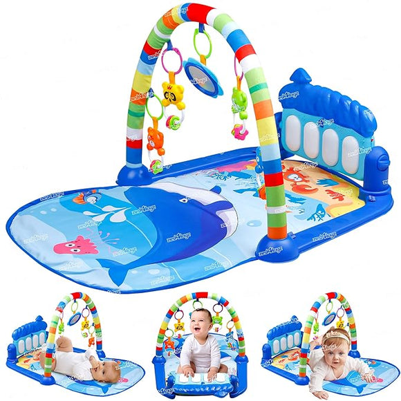 White Whale Baby Play Mat Gym & Fitness Rack with Hanging Rattles Lights & Musical Keyboard Mat Piano Multi-Function ABS High Grade Plastic(up to 2 Year) Multi Color