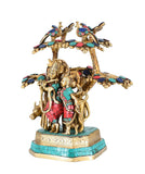 White Whale 12" Radha Krishna Idol Showpiece Brass with Turquoise Statue Sculpture Murti Home Décor