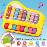 White Whale Kid's 2 in 1 Piano and Xylophone Educational Musical Instrument Plastci 8 Key Scales for Clear Tones with Music Cards Songbook ( Multicolor )