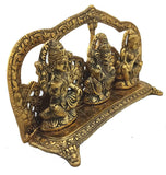 White Whale Metal Laxmi Ganesh Saraswati Idol, 14 cm x 26 cm x 5 cm, Gold