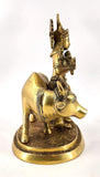 White Whale Lord Krishna With Cow Brass Statue Religious Strength God Sculpture Idol