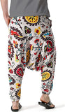 Whitewhale Mens Cotton Printed Harem Pants Pockets Yoga Trousers Hippie