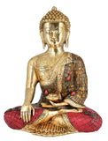 White Whale Brass Buddha Statue Astmangal Buddhism Idol feng Shui Home Decorative Showpiece (12 Inches)