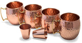 White Whale Handmade 100% Pure copper hammered Moscow Mule mugs  with Shot Glass.