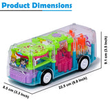 White Whale Musical Toy Battery Operated Transparent Gear Bus with 3D Light & Sound Effects 360 Degree Rotating for Boys Girls Kids (Multicolor) Pack of 1