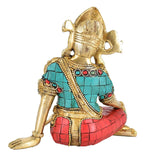 White Whale Brass Sitting God Indra Dev Brass Statue Home Decor Figurine