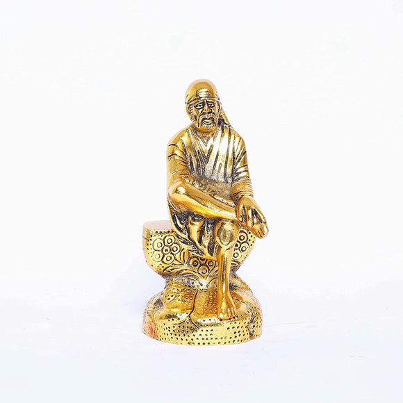 White Whale Shirdi Sai Baba Idol Metal Statue Showpiece for Car Dashboard & Home,Office Decorative Saibaba Idol Murti,Religious Gift Article,Showpiece Figurines,Corporate Gift.