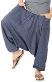 Whitewhale Mens Stripe Cotton Summer Baggy Boho Aladdin Hippie Yoga Harem Pants