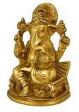 Whitewhale Ganesh Sitting On Chair Showpiece - 13.5 cm (Brass, Gold)