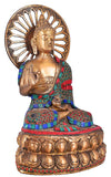 White Whale Brass Buddha Statue Meditation Murti for Home Decor Entrance Office Table Living Room Meditation Luck Gift Feng Shui