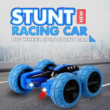 White Whale Remote Control Car Rechargeable RC Cars Stunt Car Double Sided Swing Arm 360° Flips Rotating 4WD Dance Car Toy Best Gift for Boys Girls - Blue