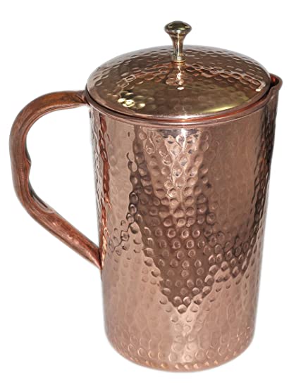 White Whale Hammered Pure Copper Luxury Jug  with glasses, capacity 1600 ml