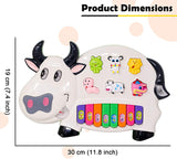 White Whale Musical Cow Piano Toy with Flashing Light & Sound for Kid, Early Development Musical Toy Plastic Multicolor