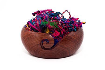 White Whale Handmade Indian Rorsewood Wooden Yarn Bowl, Knitting Yarn Holder and Organizer - Perfect For Mother's Day! 6 x 3 Inches