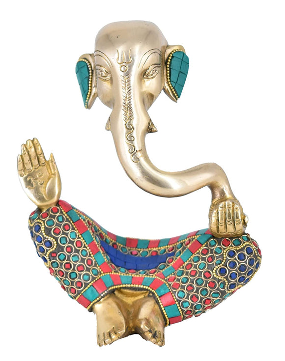 White Whale Brass Lord Ganesha Idol/Brass Lord Ganesha Statue in Modern Art with Antique Stonework Finish