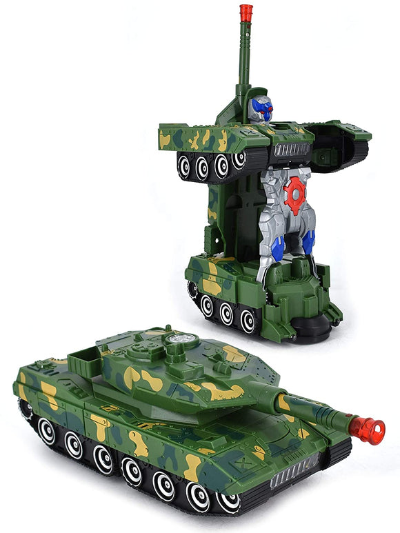 White Whale Deformation Combat Electronic Robot Car Tank Deformation Robot Toy with Light, Music and Bump Function (Tank Robot) Toys for Boys/Toddlers/Kids