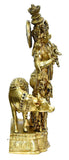 White Whale 27" Lord Krishna Idol with Nandi Cow Brass Statue Idol Showpiece Statue Sculpture Murti